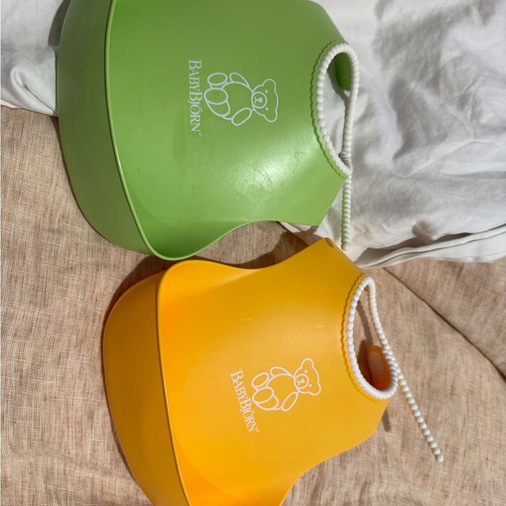 BabyBjorn Silicone Bibs Green and Yellow Easy Clean